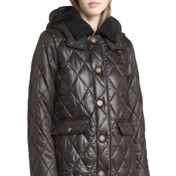 new Lucky Brand quilted coat black jacket removable hood and, 2 looks in one. - Picture 1 of 11